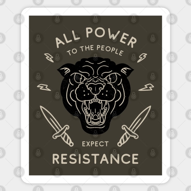 Black Panther Party - All Power to the People - Expect Resistance | Black Owned BLM Black Lives Matter| Black Panthers | Original Art Pillowcase | Tattoo Style Logo | Design for Dark Tees Sticker by anycolordesigns